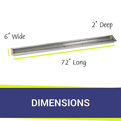 72" x 6" Stainless Steel Linear Drop-in Fire Pit Pan