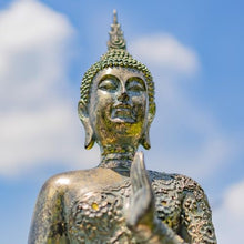 Zaer Ltd. 37.8" Tall Frosted Silver Standing Polyresin Buddha Statue