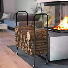Katzowen Outdoor Indoor Metal Firewood Stand Brackets with 4 Wheels