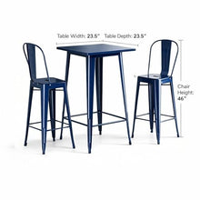Getzi 23.5" x 23.5" Bar Height Outdoor Table Set with 2 Stools, 42" Table Height, Metal Patio Bistro Set, Commercial Outdoor Dining Furniture for Patio, Café, Balcony (Citrine Yellow)