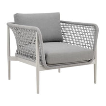 Armen Living Rhodes Outdoor Patio 4 Piece Conversation Set Aluminum Sintered Stone Light Gray