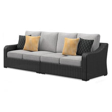 Signature Design by Ashley Beachcroft Casual Weather Resistant 2-Piece Loveseat with Cushions and Pillows Black & Light Gray
