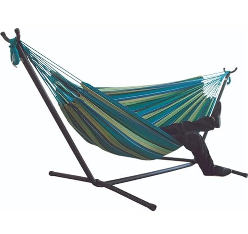 PXIWDAN Hammock Double Hammock with Space Saving Steel Stand Included 2 Person Heavy Duty Outside Garden Yard Outdoor Hamock Outside(B)