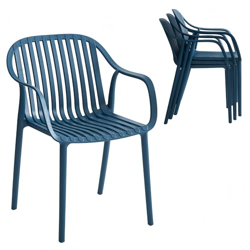 Xdeco UV-Resistant Outdoor Dining Chairs, Set of 4(Blue)