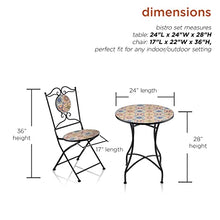 Alpine Corporation Indoor/Outdoor Mediterranean Tile Design Set Table and Chairs Patio Seating
