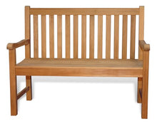 GOLDENTEAK Teak Garden Bench Block Island 4 Ft Outdoor Patio Bench, Premium Grade-A Teak Wood Furniture for Porch, Deck, Lawn & Backyard Seating, Natural Oil Finish, Weather Resistant Bench