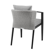 Benzara Nyla 22 Inch Patio Dining Chair Set of 2 Aluminum Wicker Black Gray