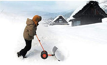 Efficient Snow Shovel with Wheels Heavy Duty Metal Rolling Snow Pusher Efficient Snow Removal Tool for Driveway Doorway Rolling Snow Plow with Adjustable Handle