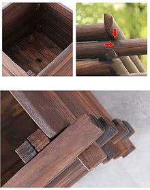 Wooden Raised Garden Bed Plants Vegetables Flowers Herb Elevated Planter with Drain Holes Outdoor Patio Balcony Courtyard Planting Stand Carbonized Color (Color : Natural Size : 50x50x46cm)