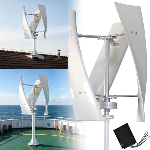 Vertical Axis Wind Turbine Kit,Vertical 3phase Wind Power Generator with Grid-Tied Controller,Light Wind Start,Low Noise & Low Vibration,Sturdy and Durable,Easy Installation 3000W-24V