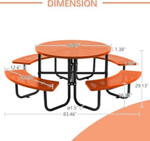 SENPUST 46.45" Outdoor Picnic Table, Metal Picnic Table, 1 Umbrella Pole