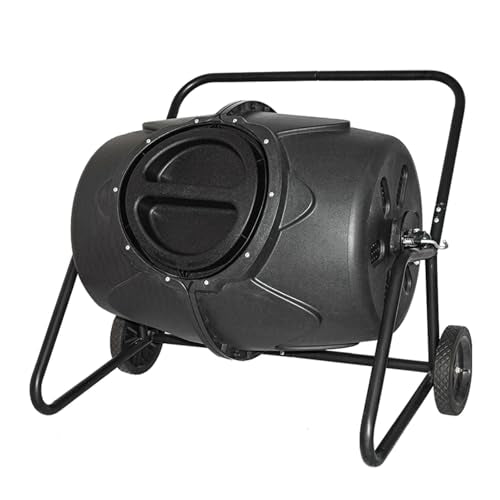 Outdoor Garden Compost Bin, 190L Movable Rotating Compost Barrel, Tumbling Mixer Composter, Easy Assembling, Perfect for Garden Yard Leaves and Kitchen Waste