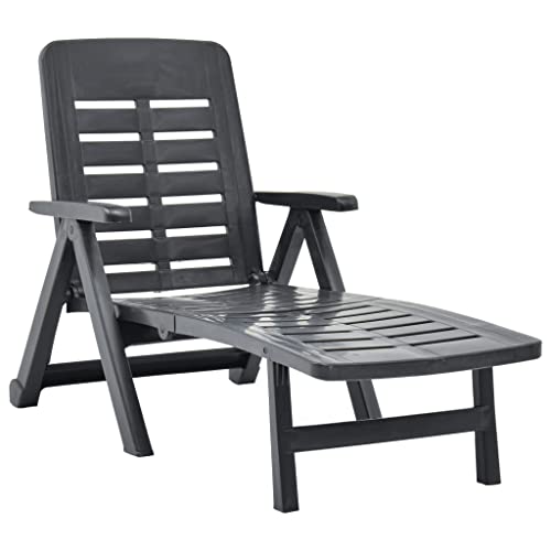 WANGKENSU Beach Chair Lounge Chair Cover Sun Lounger Pool Sun Lounger Suitable for Beach Hotel Holiday Folding Sun Lounger Plastic White (Anthracite 28.3" x 74.4" x 37.8" (W x D x H))