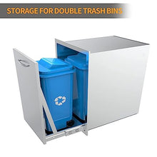 Built-in Double Trash Drawer Pull-Out Tray Outdoor Kitchen Stainless Steel Trash Drawer Storage Two Trash Bins for BBQ Island Grill Station,20" W X 27" H X 24" D