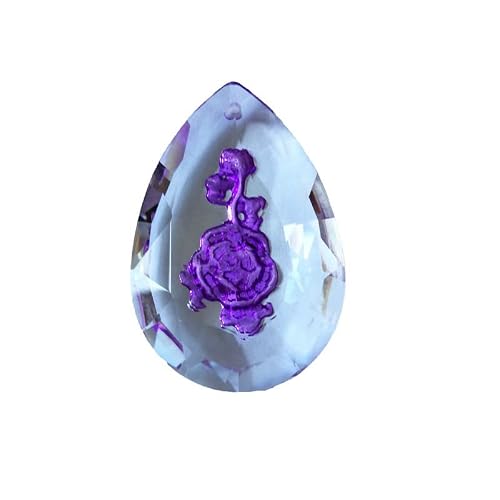 100pcs/Lot, 50mm, Light Purple Glass Chandelier Parts Inside Carving Rose Suncatcher Prism Pendants For Diy Handwork Gift