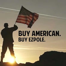 Ezpole 2-1/2” Diameter Heavy Duty All American Inground Flag Pole Kit for Outdoors-Winds to 130 MPH, with Sewn Nylon American Flag, Ground Sleeve, and All Hardware. 100% Made in USA (25)