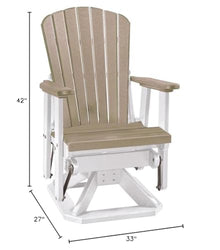 American Furniture Classics OS Home and Office Model 510WWWT Fan Back Swivel Glider in WeatherWood with a White Base