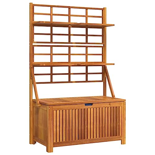 vidaXL Storage Box with Trellis 39"x19.7"x63" Solid Wood Acacia