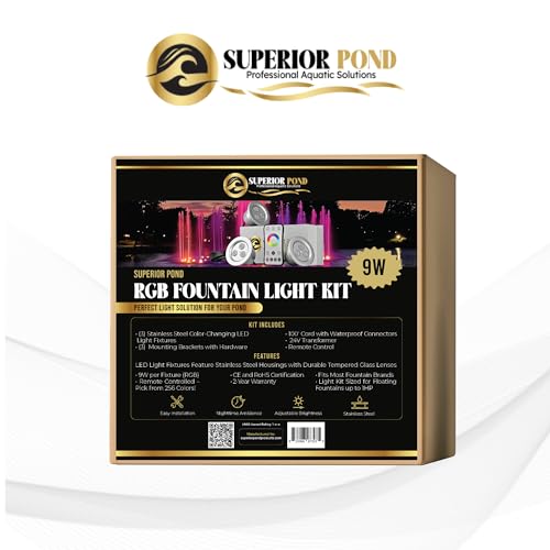 SUPERIOR POND Fountain Color Changing Light Kit 3X RGB 9-Watt Fixtures