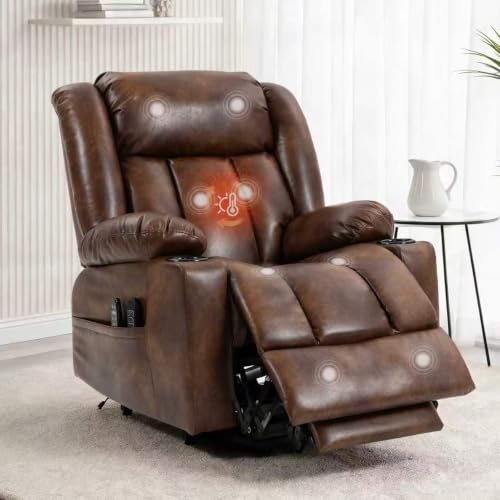 FILWY Power Lift Recliner Chair for Elderly with Massage and Heat, Brown