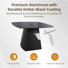 Hassyee 44" Outdoor Pedestal Dining Table with Black Sintered Stone Tabletop, Multi-Functional Patio Accent Table with Aluminum Pedestal Base for Deck, Poolside, Balcony