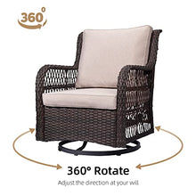 TrailBlaze 3-Piece Outdoor Patio Bistro Set – Wicker Swivel Rocking Chairs, Cushions, Tempered Glass Side Table – 360° Rattan Glider Conversation Furniture for Backyard, Balcony – Color: Apricot