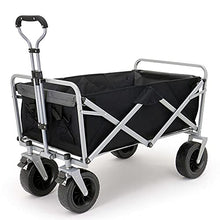 Foldable Garden Cart Outdoor l Heavy-Duty Beach Cart Portable with Adjustable Push-Pull Handle Wagon Stroller Suitable for Courtyard Beach Shopping(100 X 72 X 43 cm) (Black)