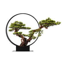 Artificial Bonsai Artificial Bonsai Tree New Chinese Style Green Simulation Welcome Pine Bonsai Tree Indoor Living Room Decor Artificial Bonsai Plant Metal Frame for Home Office