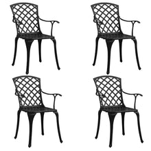 WEHUOSIF 5-Piece Cast Aluminum Outdoor Bistro Set with Round Table and 4 Chairs, Black Patio Dining Set with Umbrella Hole for Shade