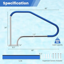 LSJINGS 49‘‘ x 34‘‘ Pool Handrail, In Ground Pool Rail with Blue Heat & Slip Resistant Cover, 316 Stainless Steel 550LBS Load Capacity Pool Railing for Pool, Deck, Water Park(2)