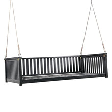 Patio Twin Size Garden Swing Bed Wood Porch Swing Loveseat Chair with Ropes for Backyard, Safe Sloped Design