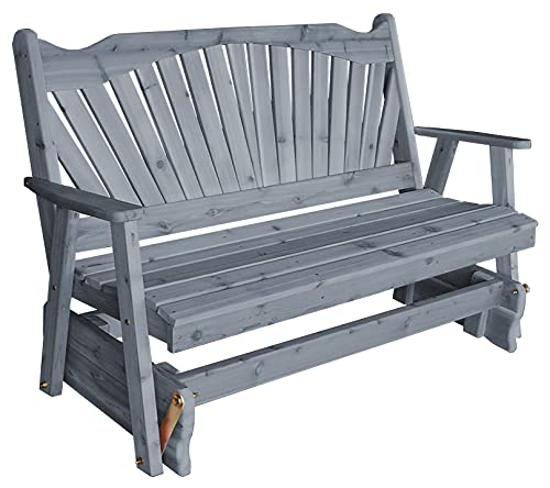 Furniture Barn USA Cedar 6' Fanback Glider Gray Stain