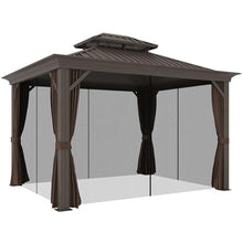 Outsunny 10' x 12' Hardtop Gazebo with Curtains and Netting Coffee