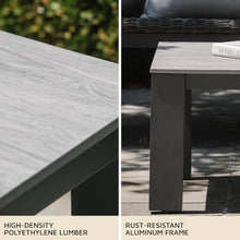 Ash & Ember Slate Coffee Table, Powder-Coated Aluminum Frame, All-Weather Laminate Tabletop, Modern Bauhaus-Inspired Outdoor Wicker Patio Furniture