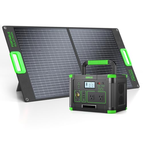 500W Portable Power Station with 100W Solar Panel 20V, Solar Generator