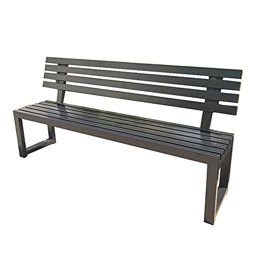 E Stool Terrace Park Garden Bench Leisure Bench Outdoor 2-3 seat Bench Metal Lounge Chair Patio Furniture Weather-Resistant Porch Chair for Deck/Entrance Wrought Iron Furniture (Black Backrest 47in)
