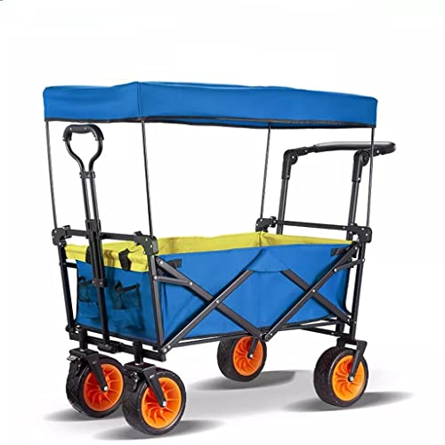 ZEFLMXS Outdoor Camping Cart with Wheels Garden Carts Supplies Folding Picnic Fishing Shopping Portable Trailer(E)