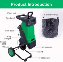 2400w Electric Wood Chipper Shredder Mulcher,4500rpm,40mm Capacity,50l Bag
