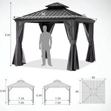 ABCCANOPY Hardtop Gazebo 8x8 Outdoor Metal Pavilion with Netting and Curtain Gray