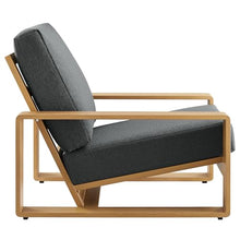 Modway Lirienne Aluminum Faux Wood Set of 2 Outdoor Armchairs in Charcoal Natural – All-Weather Backyard Patio Accent Chairs with Weather-Resistant Woven Fabric Cushions