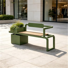 FURUIM2024M Planter Bench Commercial Metal Planter Bench Multi‑Use Seat