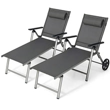 TEOYETTSF 2-Piece Folding Recliner Chair with Aluminum Reclining Backrest and Adjustable Wheels