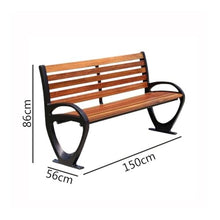 mifortune-e Garden Bench, Brown Park Outdoor Bench Aluminum Legs Wooden Seat Plank Chair Resting Backrest,for Patio