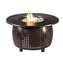 Oakland Living Aluminum 44 in. Round Fire Table Set Four Deep Seating Swivel Rockers, Fire Beads, Lid and Fabric Covers