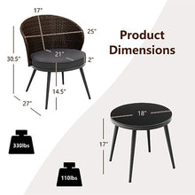 DUYHBAWRS 3PCS Patio Rattan Bistro Furniture Set Cushioned Chair Table Garden