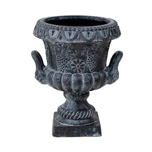 Christopher Knight Home Raden Set of 2 MGO 24.41" H Patio Urn Planter, Mid-Century Modern Urn, Grape Relief Design with Unique Handles, Flower Urn with Drainage Hole, Antique Black