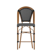 EMMA + OLIVER Black/White PE Rattan Bistro Bar Stool, 2-Pack