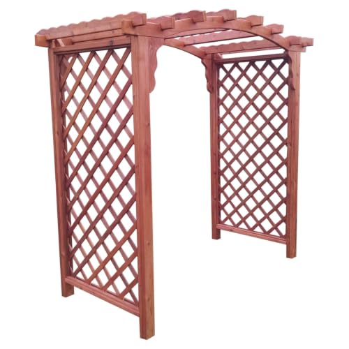 Keystone Amish Co. Newberry Cedar Garden Arbor, Heavy Duty Outdoor Wooden Archway Trellis for Climbing Plants, Amish Crafted, Made in USA, 6-Foot, Redwood Stain