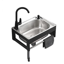 NYTFHMS Outdoor Wall-Mounted Single for & Camper Includes Faucet & Inlet Hose Adjustable Installation Height Ideal for Outdoor Cooking & Camping,58x43x21cm