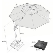 OROTLECT 11' LED Lights Cantilever Patio Umbrella With Base